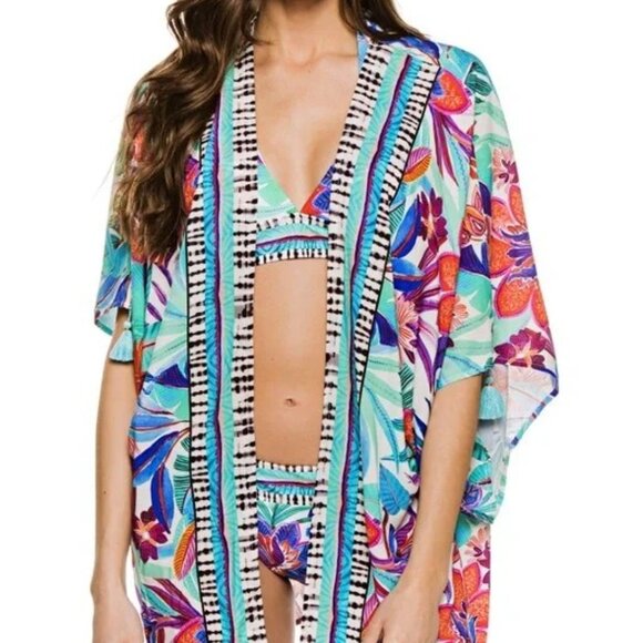 *La Blanca Tropics Of Tropez Kimono Swim Cover Up One Size - Picture 1 of 12
